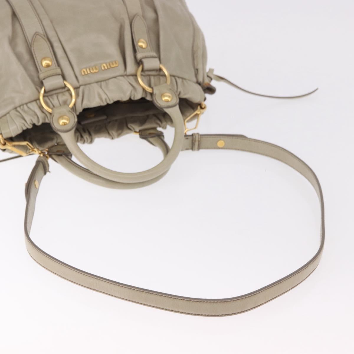 Miu Miu Hand Bag Leather 2way Beige Gold Auth 186300M