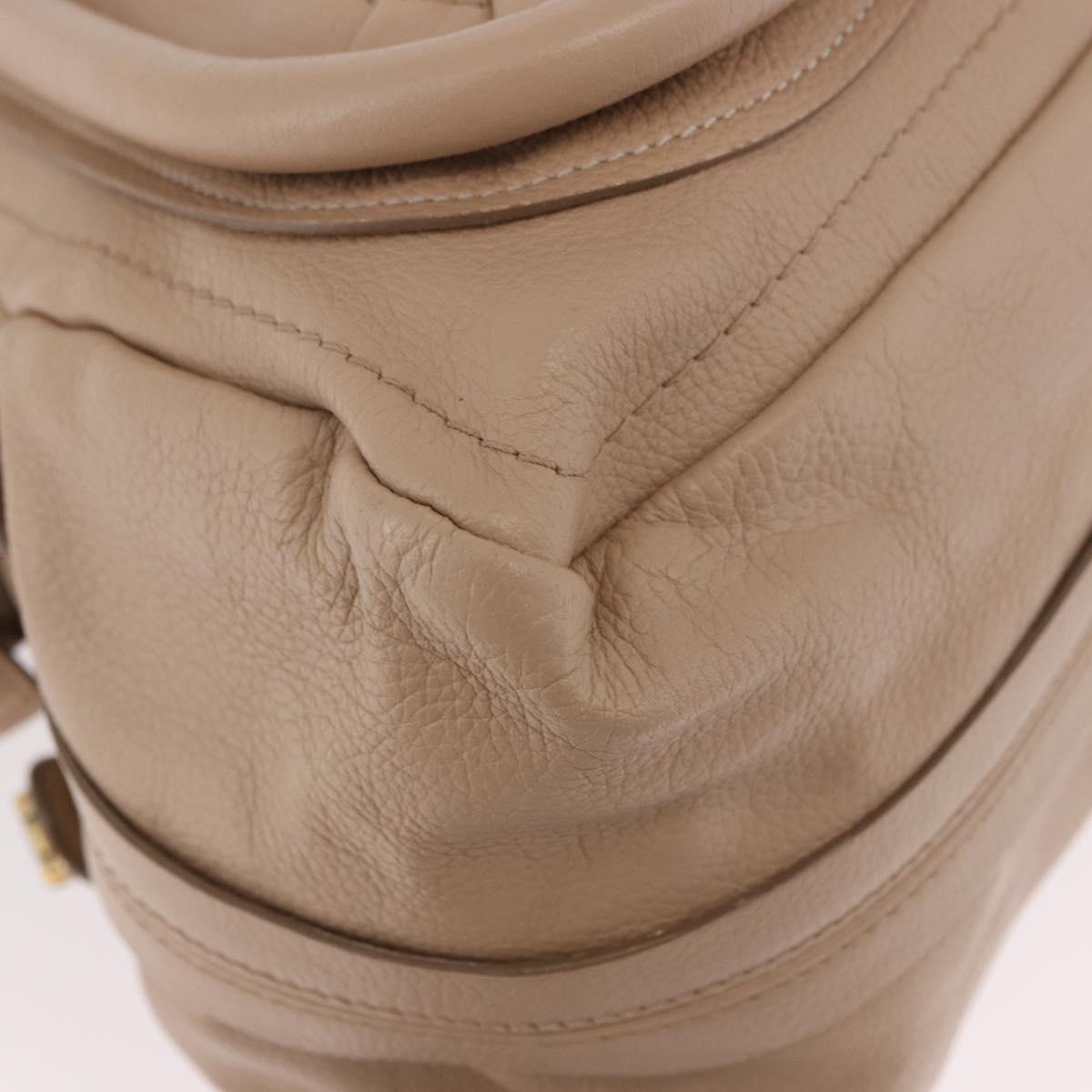 Chloe Paraty Hand Bag Leather 2way Beige Gold Auth 186304