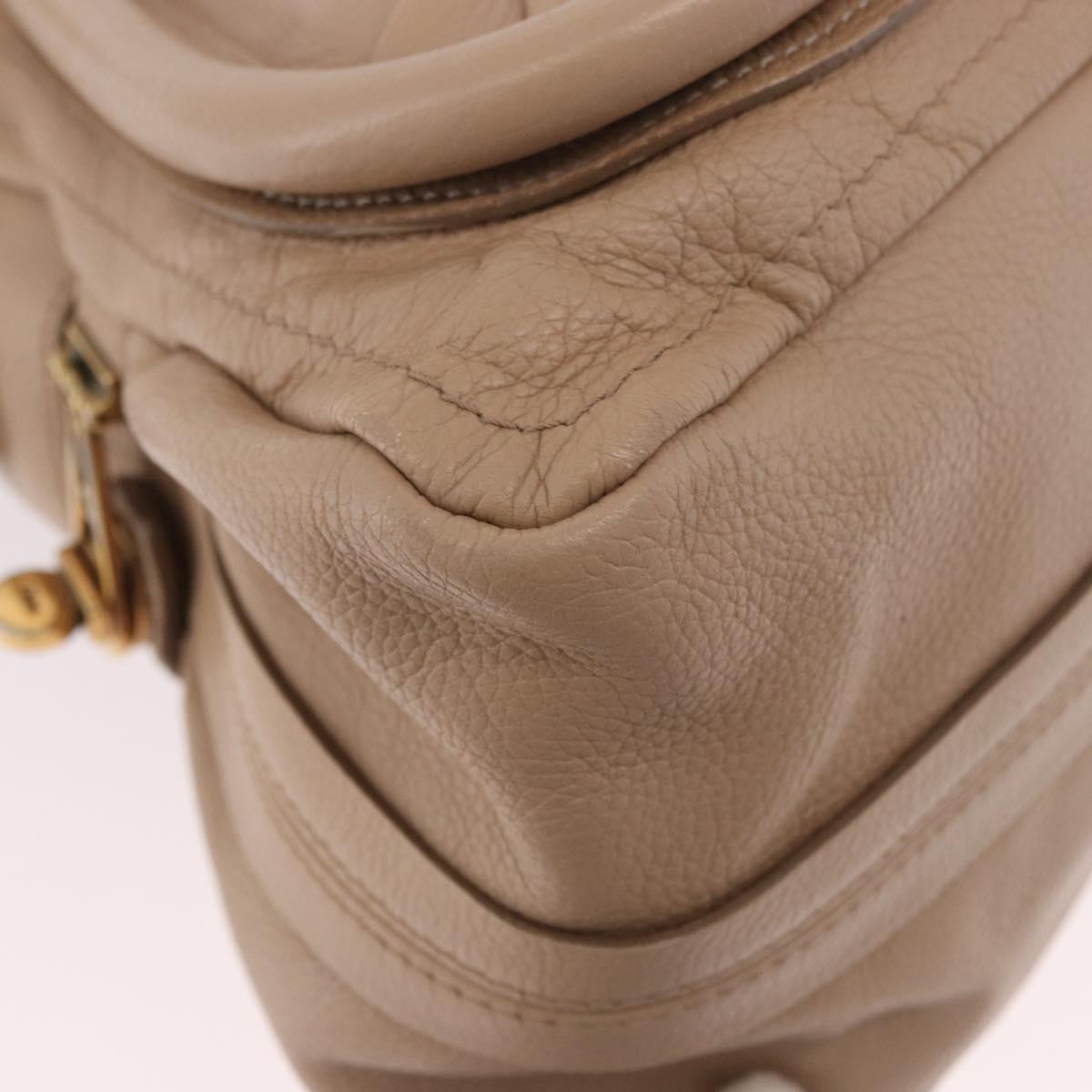 Chloe Paraty Hand Bag Leather 2way Beige Gold Auth 186304