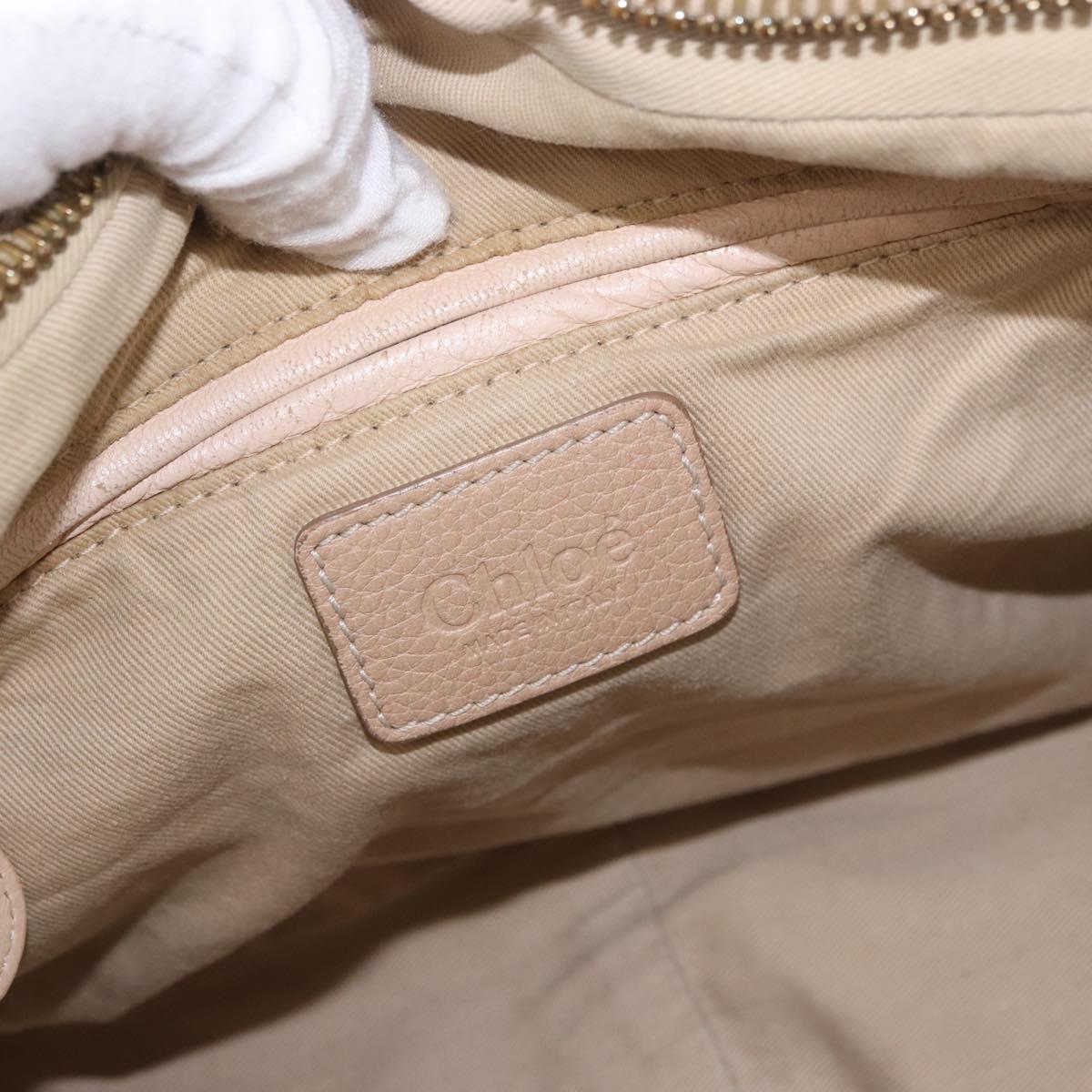Chloe Paraty Hand Bag Leather 2way Beige Gold Auth 186304