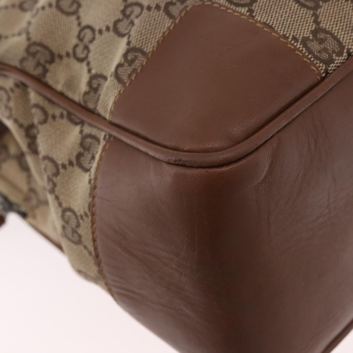 GUCCI GG Canvas Web Sherry Line Tote Bag Beige Silver Red Auth 186307