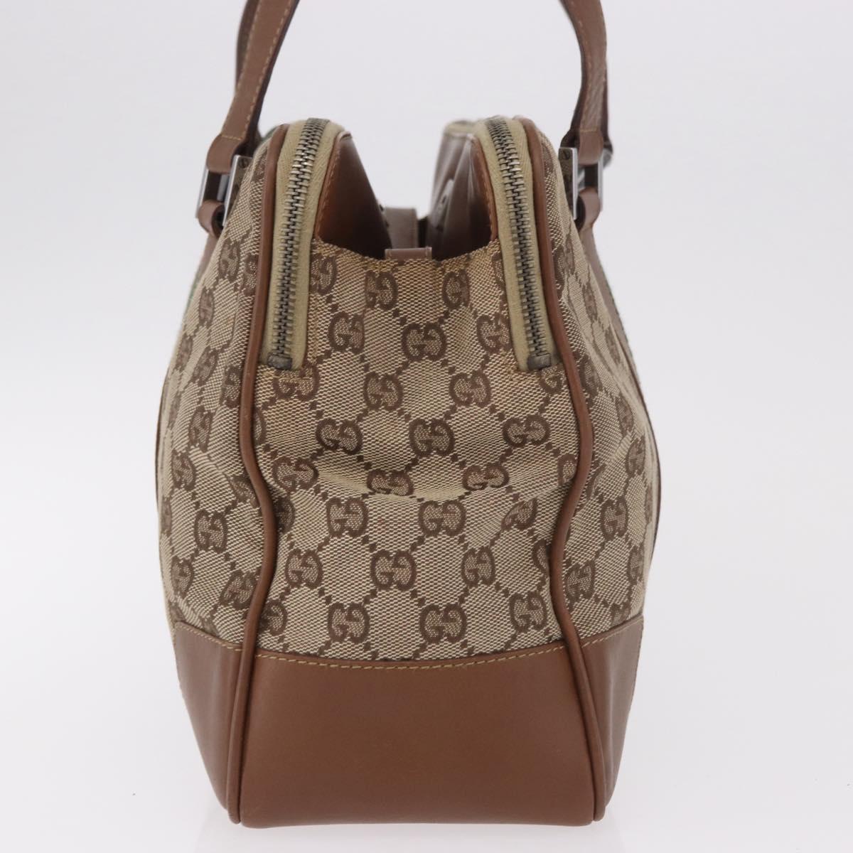 GUCCI GG Canvas Web Sherry Line Tote Bag Beige Silver Red Auth 186307