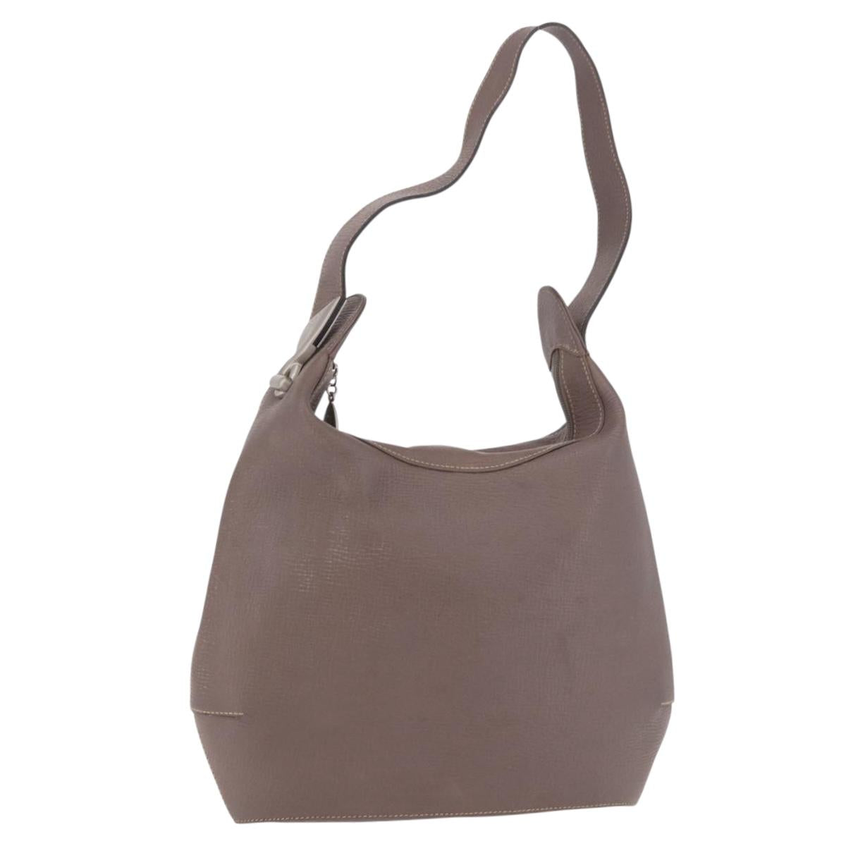 LOEWE Shoulder Bag Leather Purple gray Auth 186309