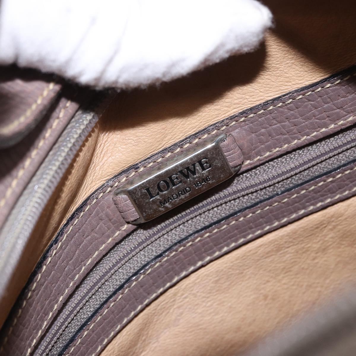 LOEWE Shoulder Bag Leather Purple gray Auth 186309