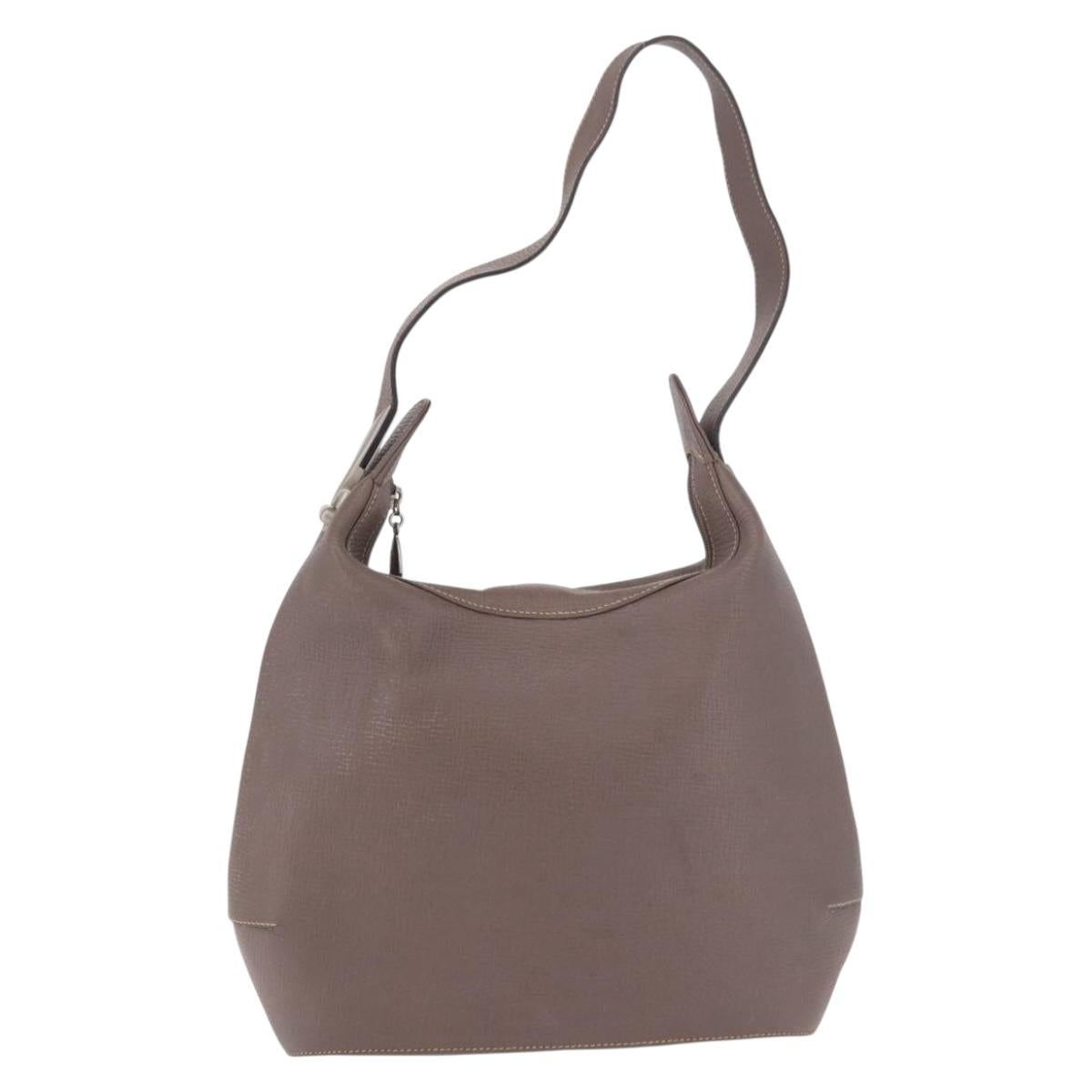 LOEWE Shoulder Bag Leather Purple gray Auth 186309