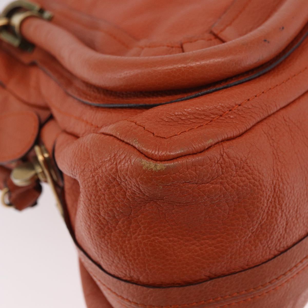 Chloe Paraty Hand Bag Leather 2way Orange Gold Auth 186311