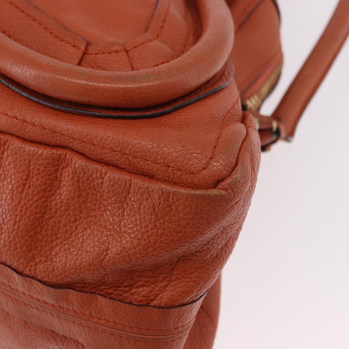 Chloe Paraty Hand Bag Leather 2way Orange Gold Auth 186311