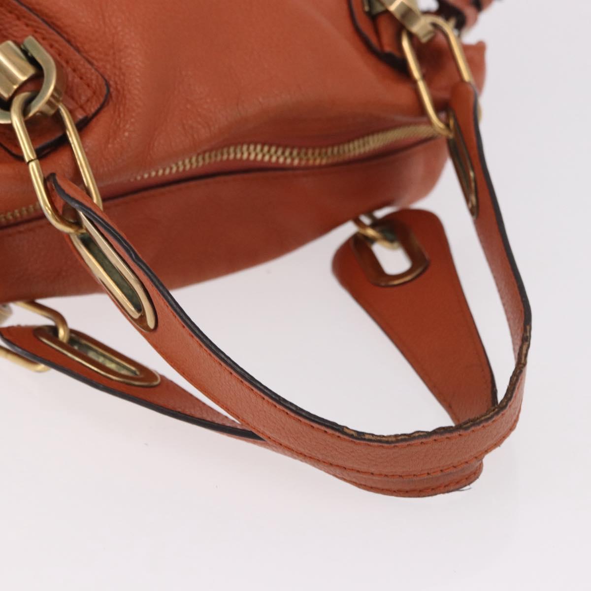 Chloe Paraty Hand Bag Leather 2way Orange Gold Auth 186311