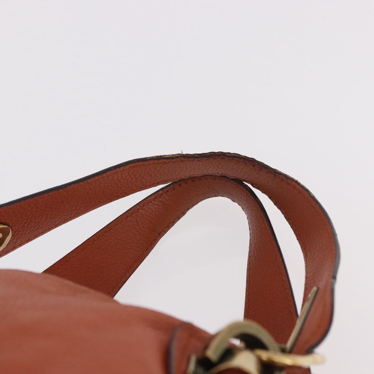 Chloe Paraty Hand Bag Leather 2way Orange Gold Auth 186311
