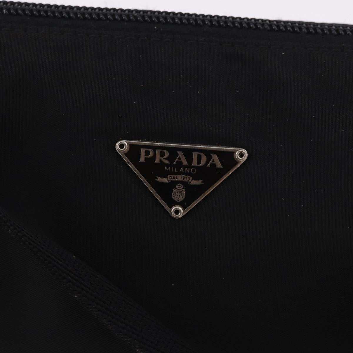 PRADA Accessory Pouch Nylon Black Silver Auth 186312A