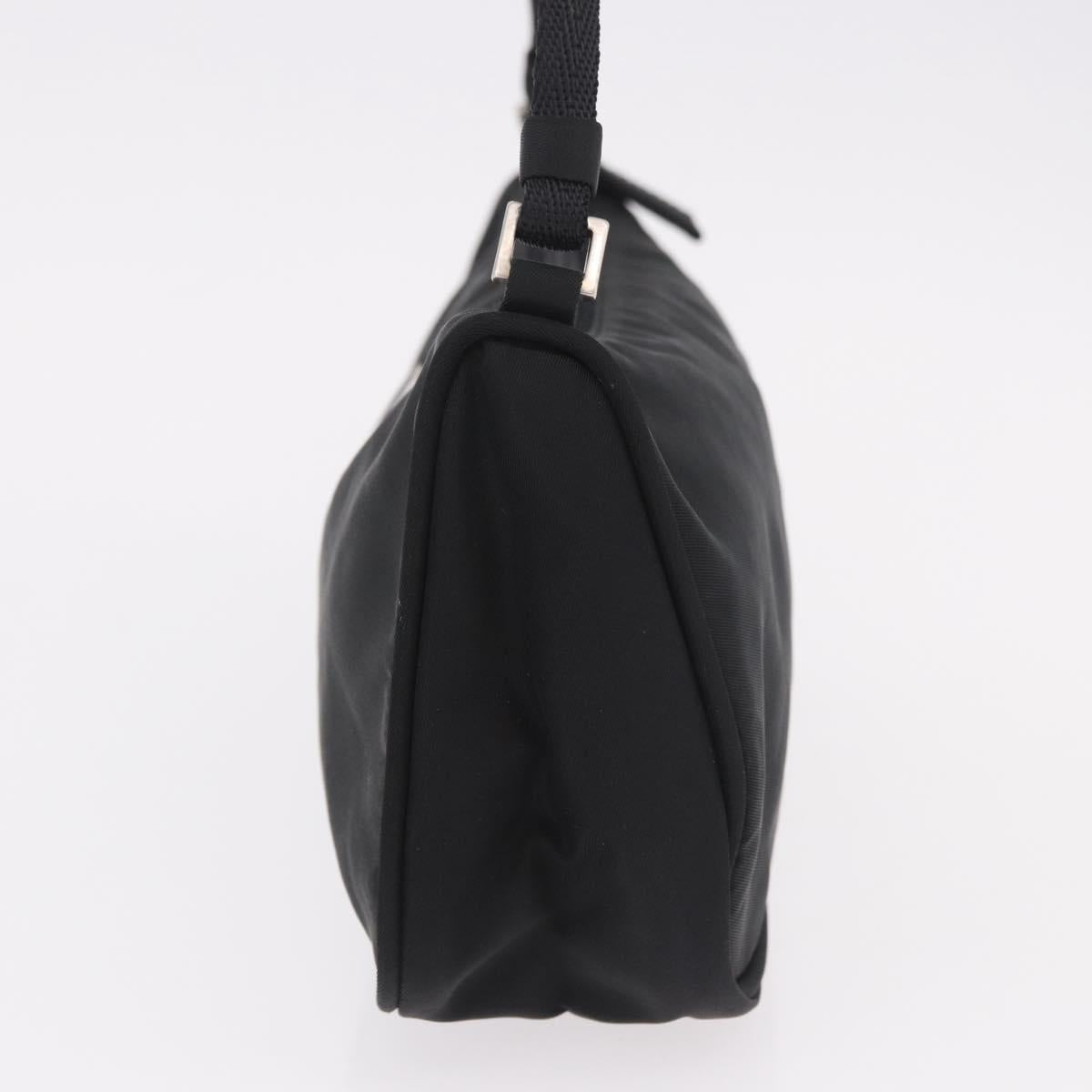 PRADA Accessory Pouch Nylon Black Silver Auth 186312A