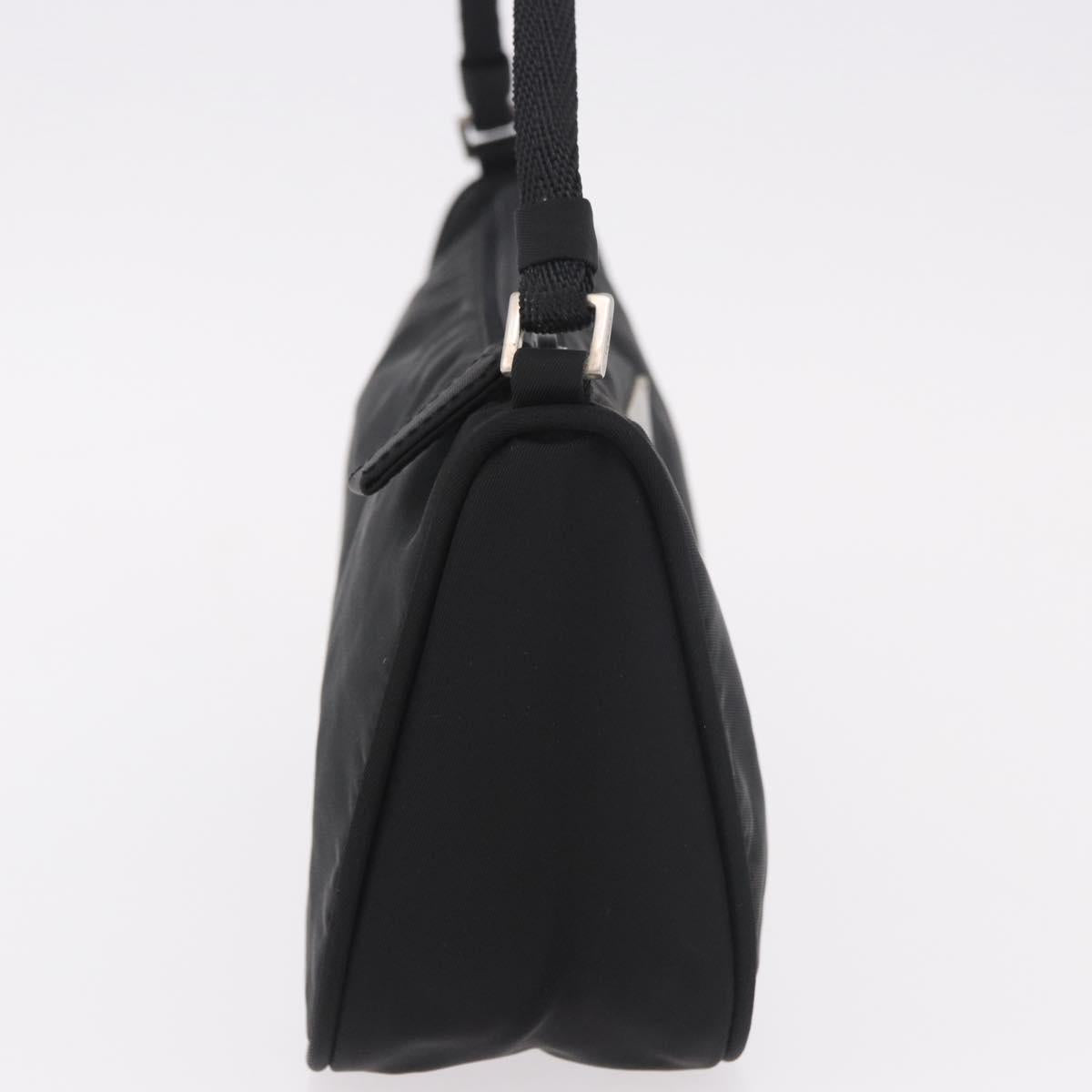 PRADA Accessory Pouch Nylon Black Silver Auth 186312A