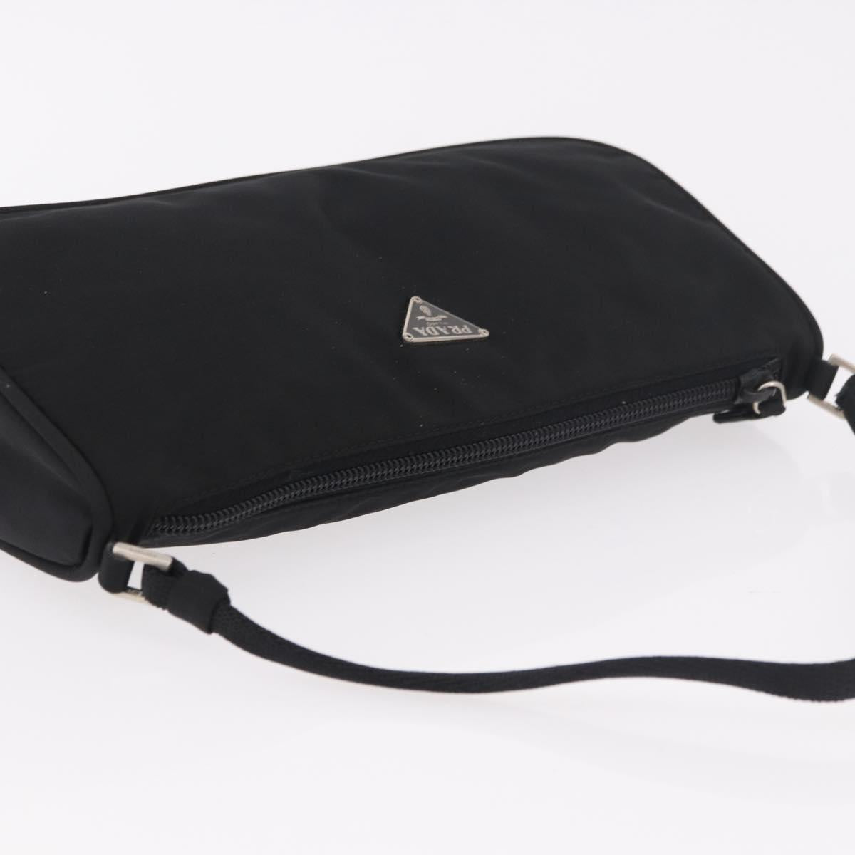 PRADA Accessory Pouch Nylon Black Silver Auth 186312A