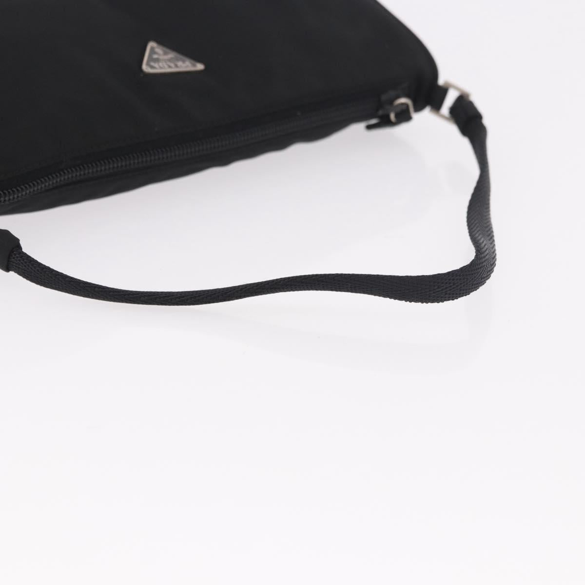 PRADA Accessory Pouch Nylon Black Silver Auth 186312A