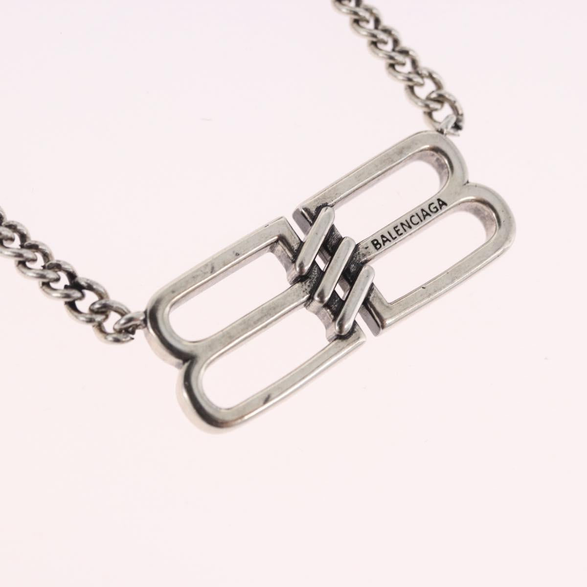 BALENCIAGA BB Icon Necklace metal Silver tone Auth 186316A