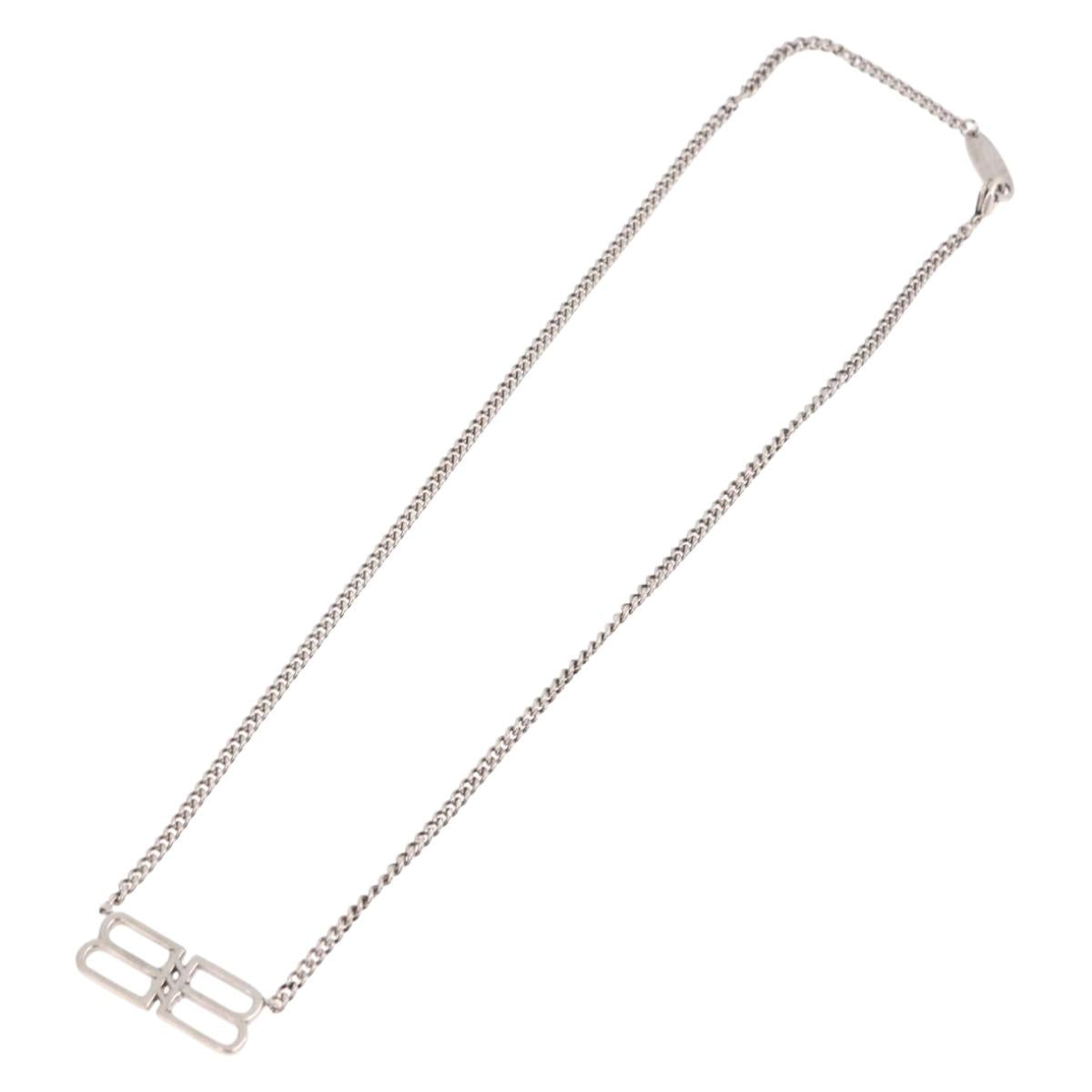 BALENCIAGA BB Icon Necklace metal Silver tone Auth 186316A