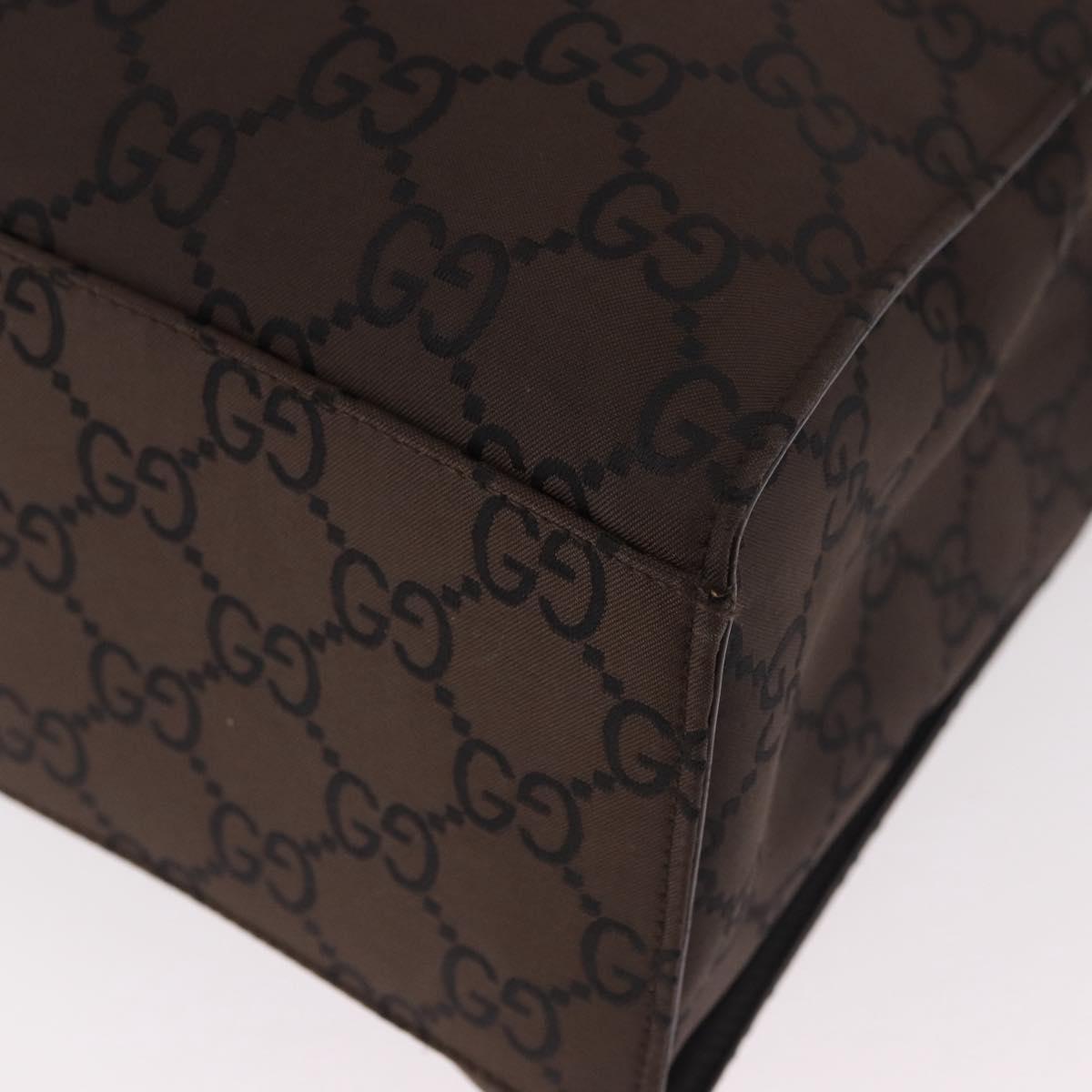 GUCCI Bamboo GG Canvas Hand Bag Dark Brown Silver 002 1015 Auth 186318A