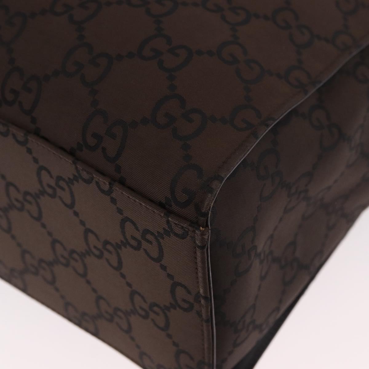 GUCCI Bamboo GG Canvas Hand Bag Dark Brown Silver 002 1015 Auth 186318A