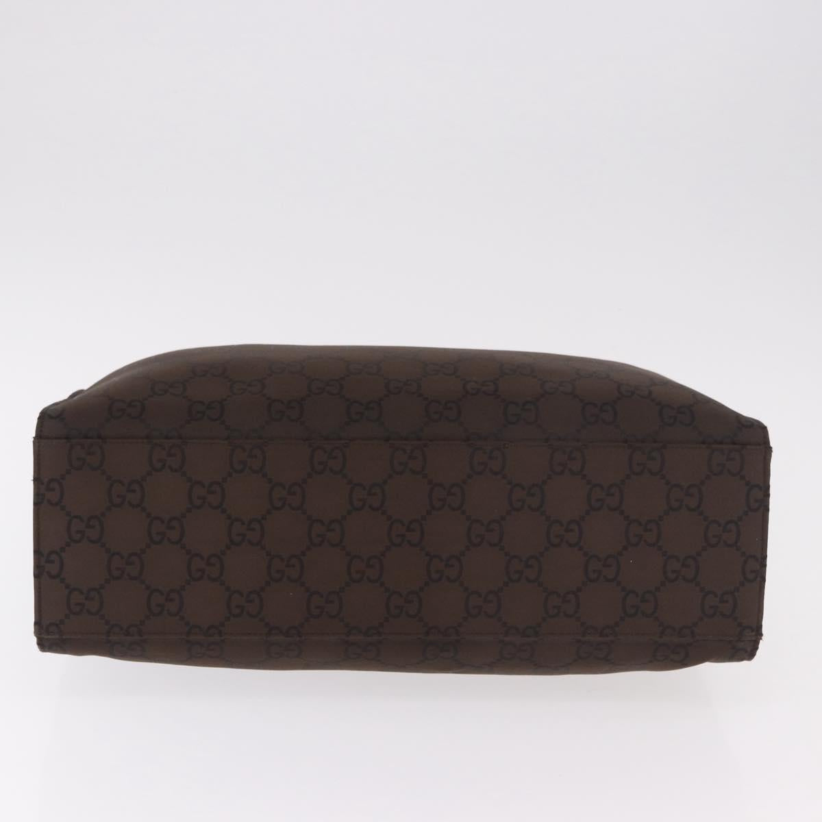 GUCCI Bamboo GG Canvas Hand Bag Dark Brown Silver 002 1015 Auth 186318A