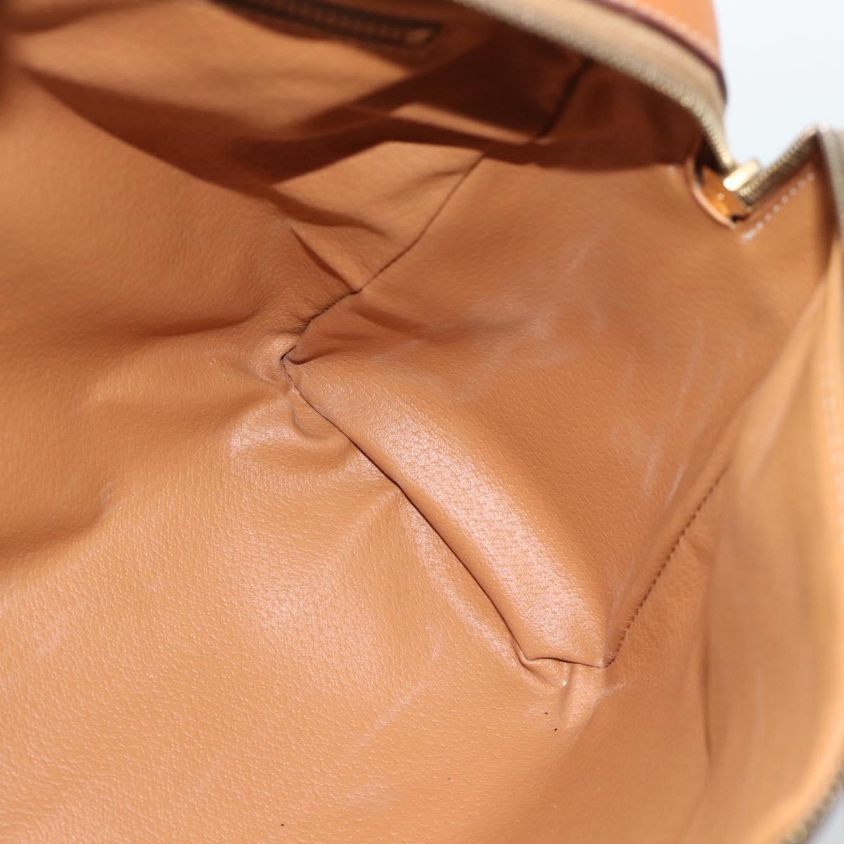 CELINE Macadam Canvas Boston Bag PVC Leather Brown Gold Auth 186321A
