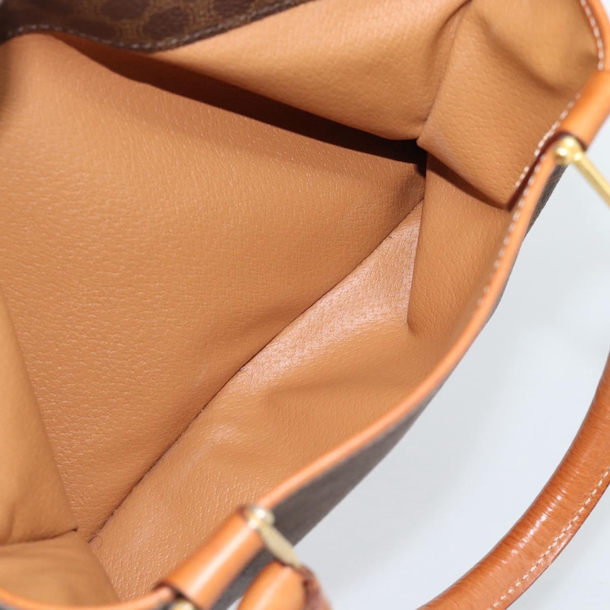 CELINE Macadam Canvas Boston Bag PVC Leather Brown Gold Auth 186321A