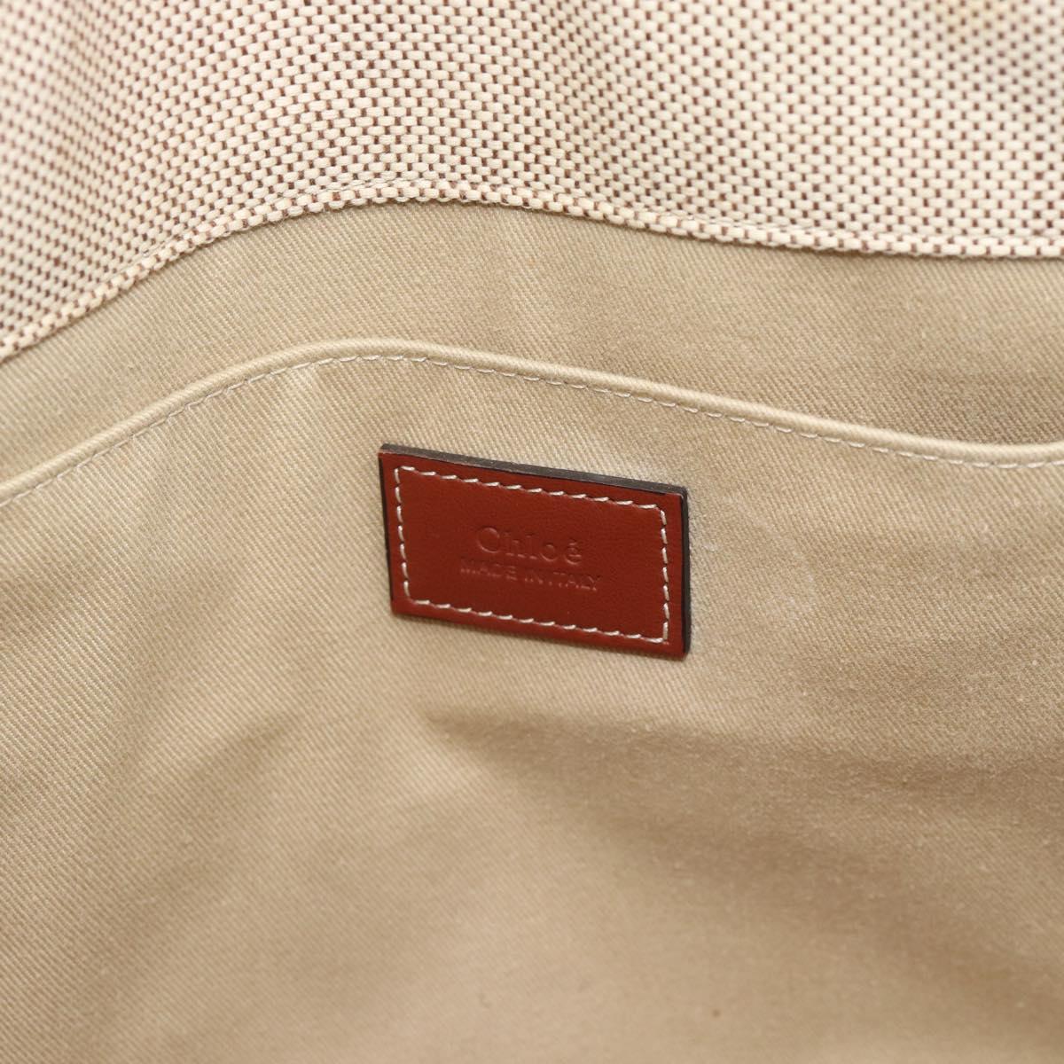 Chloe Woody Tote Bag Canvas Beige Auth 186322A