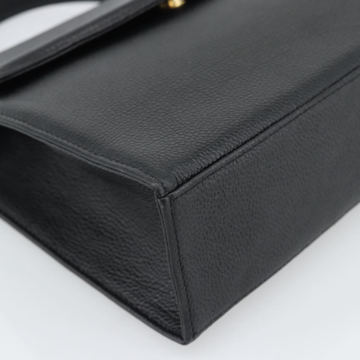 SAINT LAURENT Hand Bag Leather Black Gold Auth 186323A