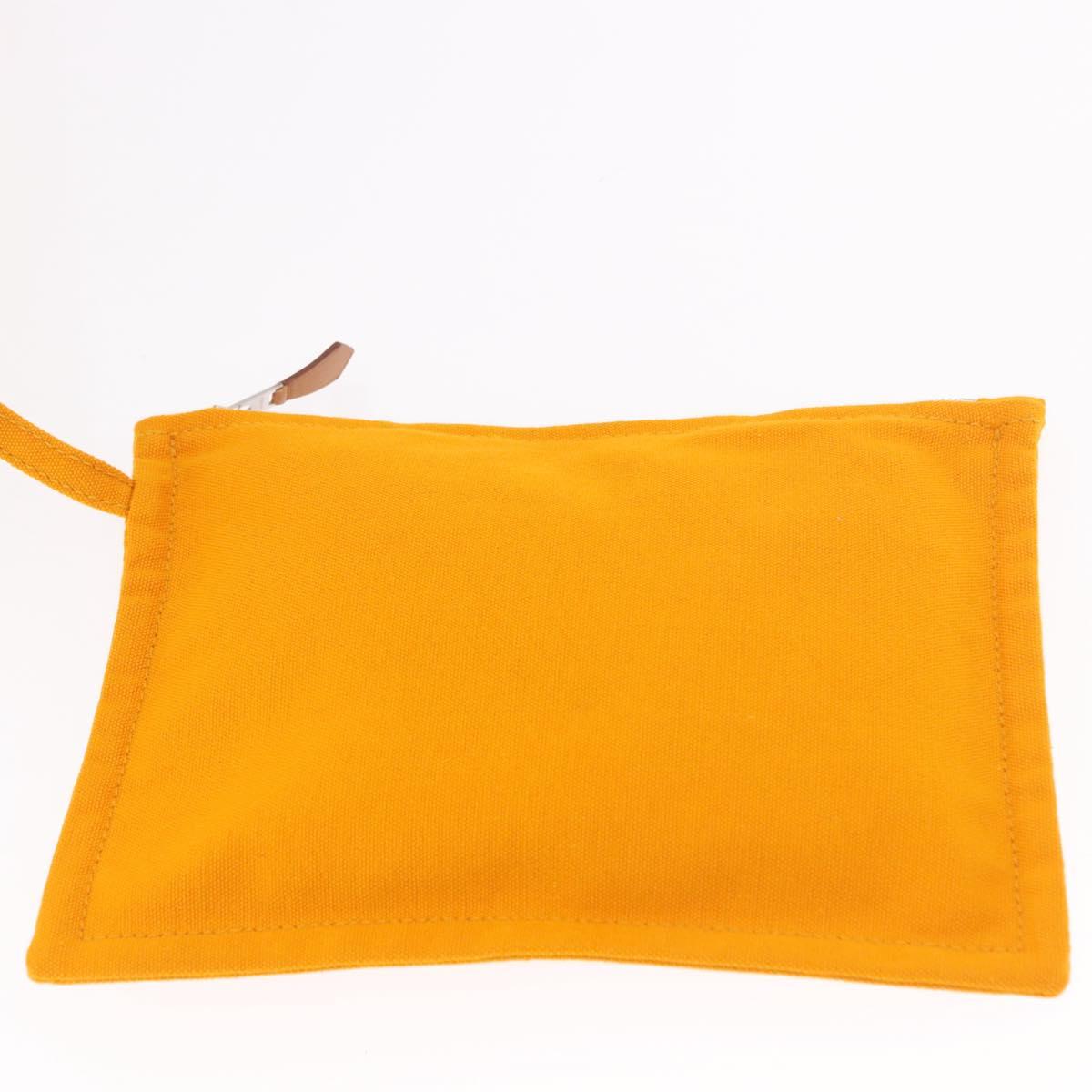 HERMES Cannes PM Hand Bag Canvas Yellow Silver Auth 186325A