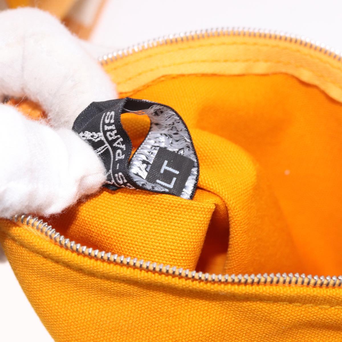 HERMES Cannes PM Hand Bag Canvas Yellow Silver Auth 186325A