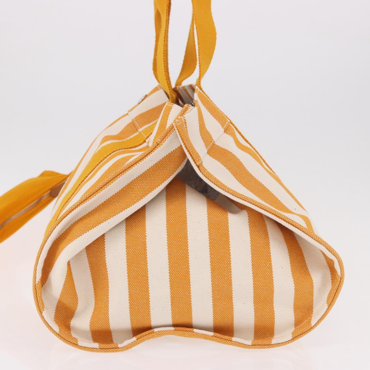 HERMES Cannes PM Hand Bag Canvas Yellow Silver Auth 186325A