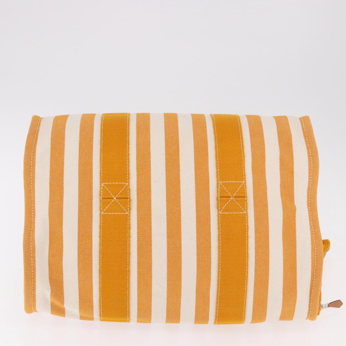 HERMES Cannes PM Hand Bag Canvas Yellow Silver Auth 186325A