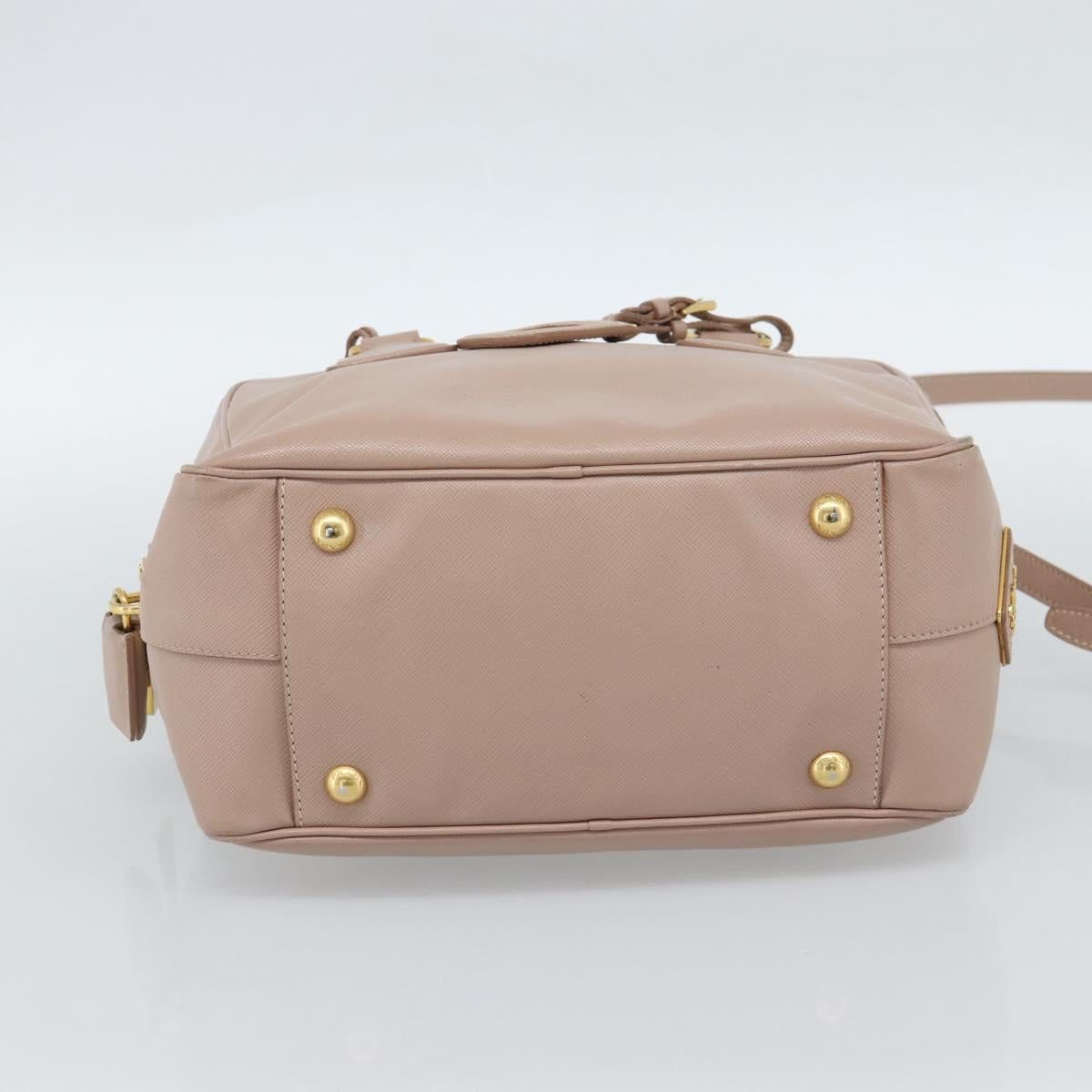 PRADA Hand Bag Saffiano leather 2way Pink Gold Auth 186328A