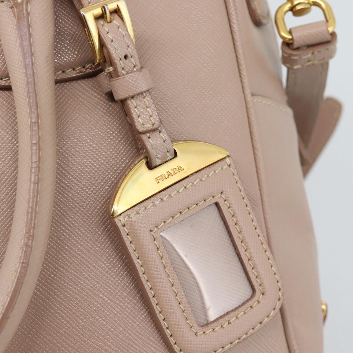 PRADA Hand Bag Saffiano leather 2way Pink Gold Auth 186328A