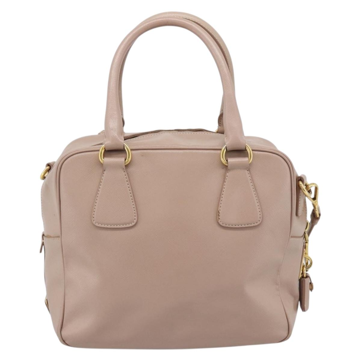 PRADA Hand Bag Saffiano leather 2way Pink Gold Auth 186328A