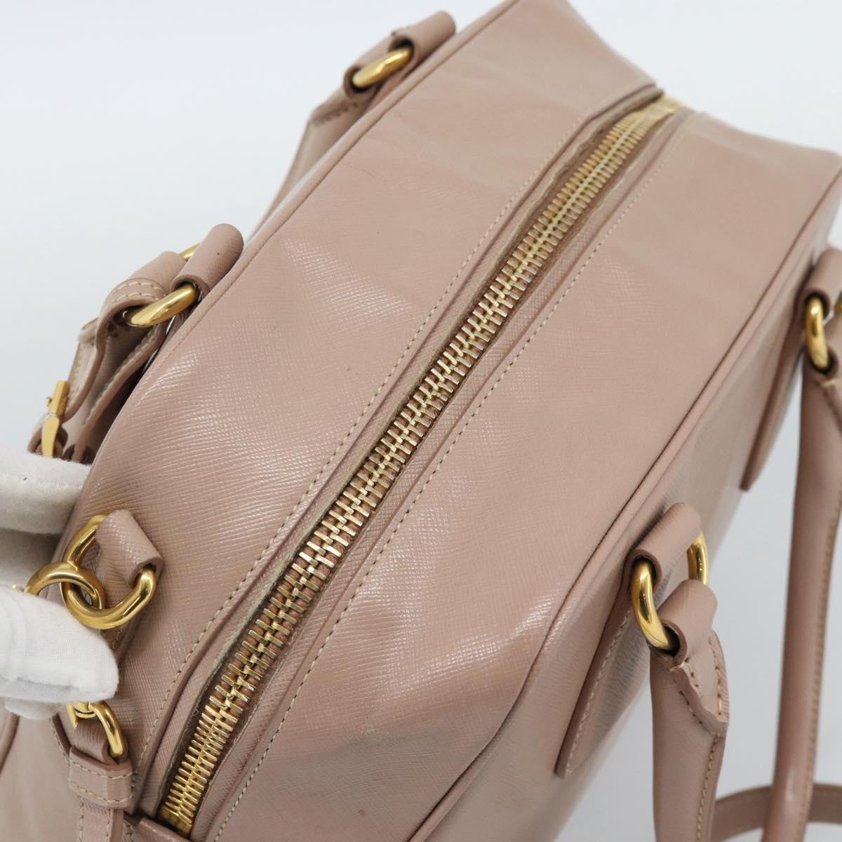 PRADA Hand Bag Saffiano leather 2way Pink Gold Auth 186328A