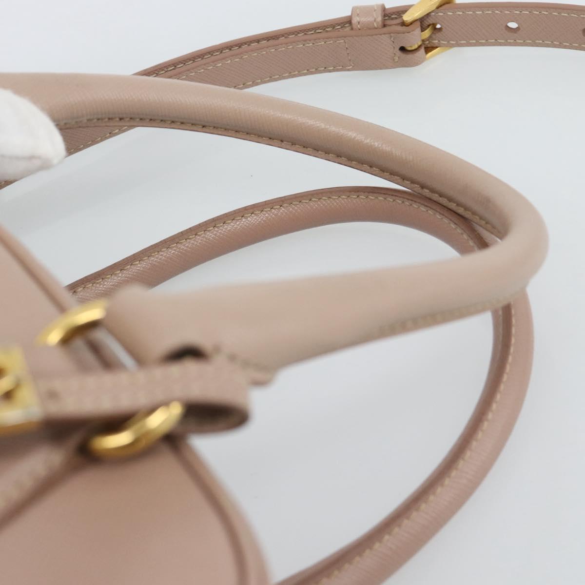 PRADA Hand Bag Saffiano leather 2way Pink Gold Auth 186328A