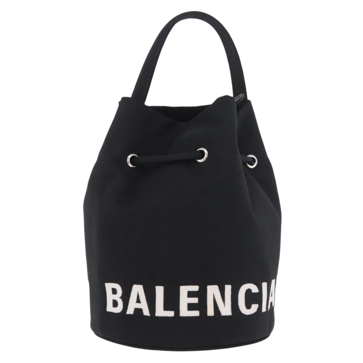 BALENCIAGA Hand Bag Canvas Black Silver 619458 Auth 186329A