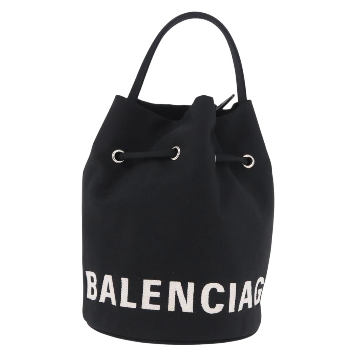 BALENCIAGA Hand Bag Canvas Black Silver 619458 Auth 186329A