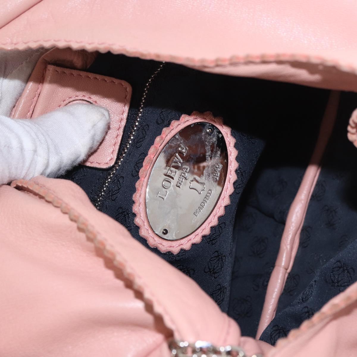 LOEWE Shoulder Bag Leather Pink Silver Auth 186331A