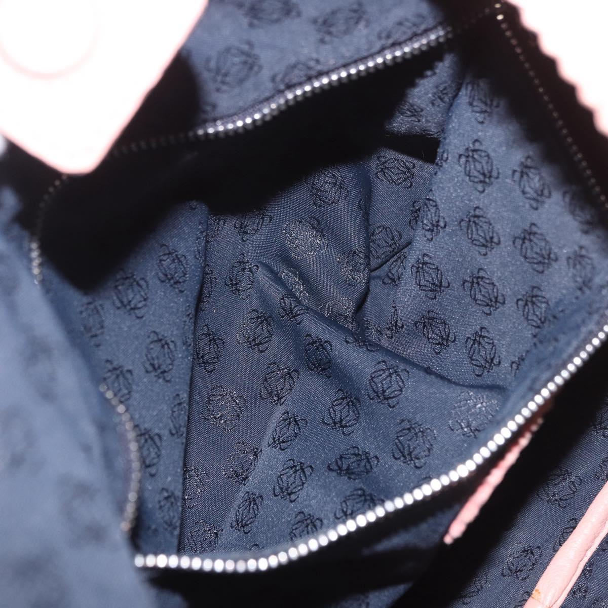 LOEWE Shoulder Bag Leather Pink Silver Auth 186331A