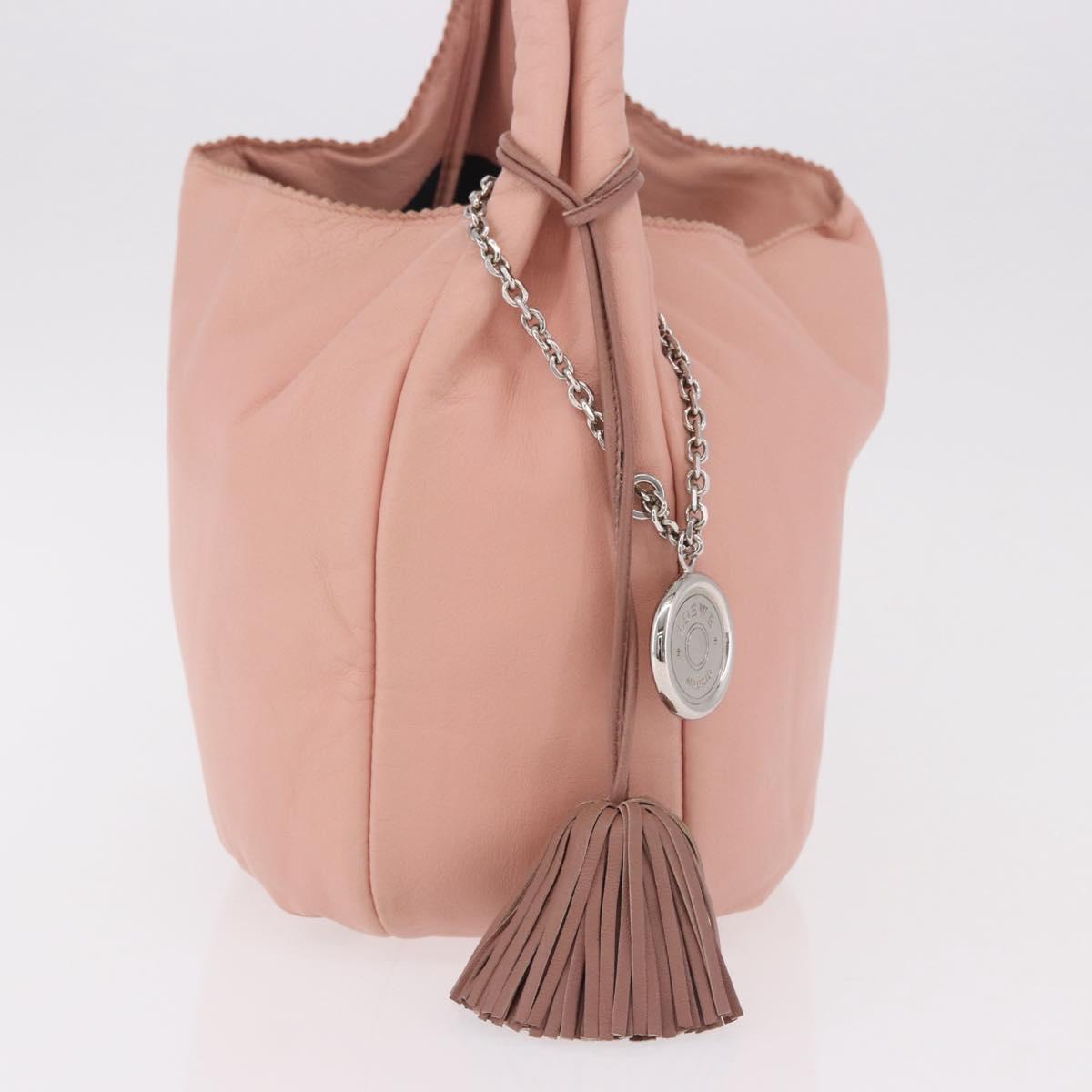 LOEWE Shoulder Bag Leather Pink Silver Auth 186331A