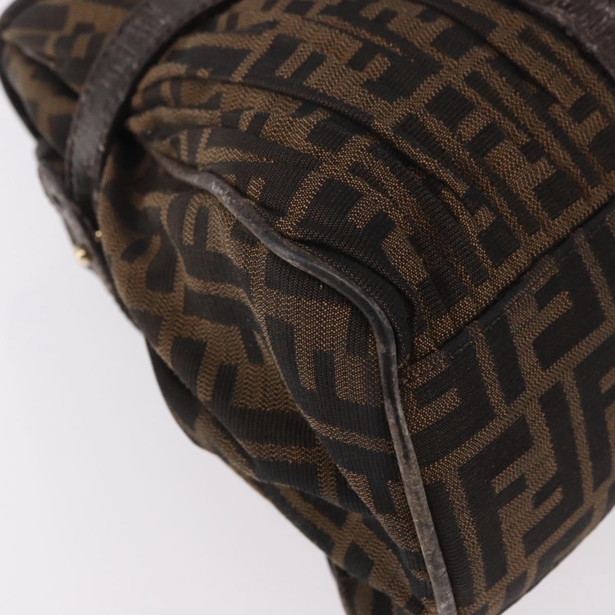 FENDI Zucca Canvas Hand Bag Black Brown Auth 186332