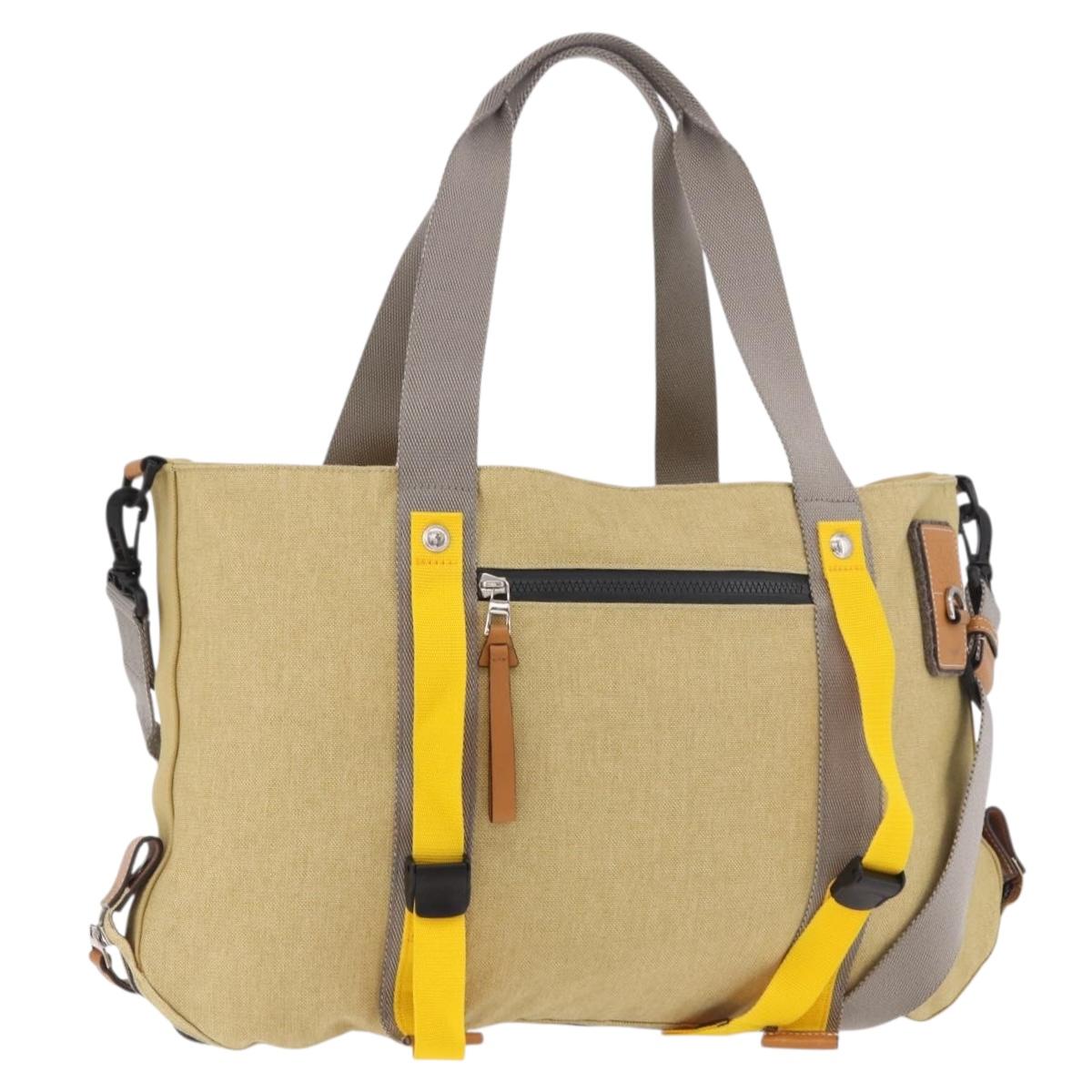 LOEWE Loewe Nature Tote Bag Canvas 2way Beige Silver Auth 186333A