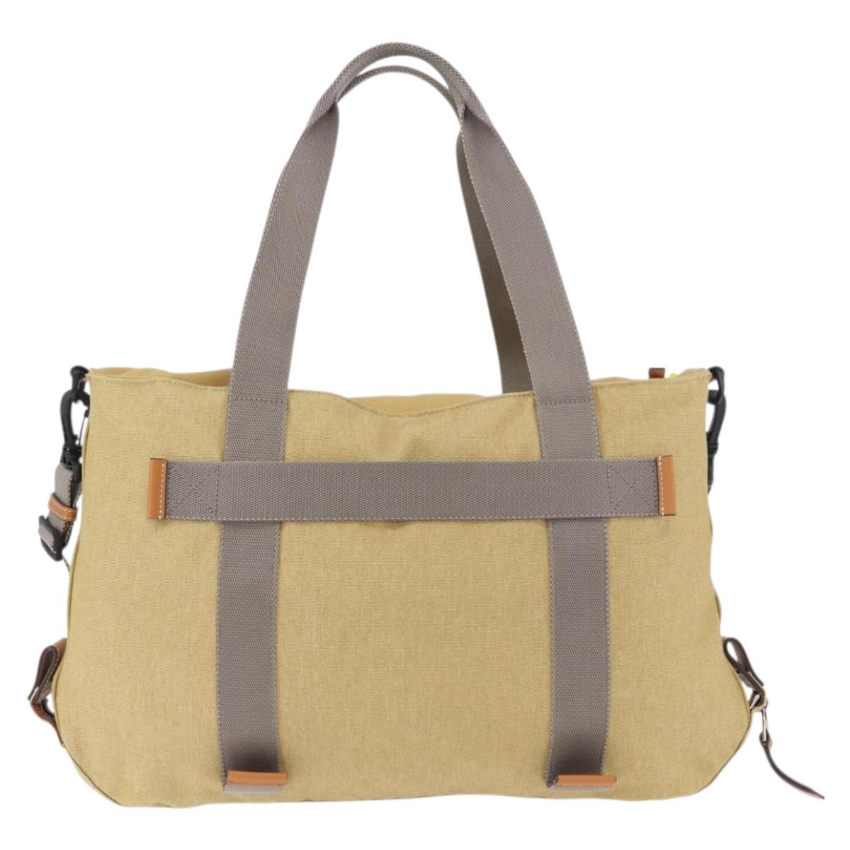 LOEWE Loewe Nature Tote Bag Canvas 2way Beige Silver Auth 186333A