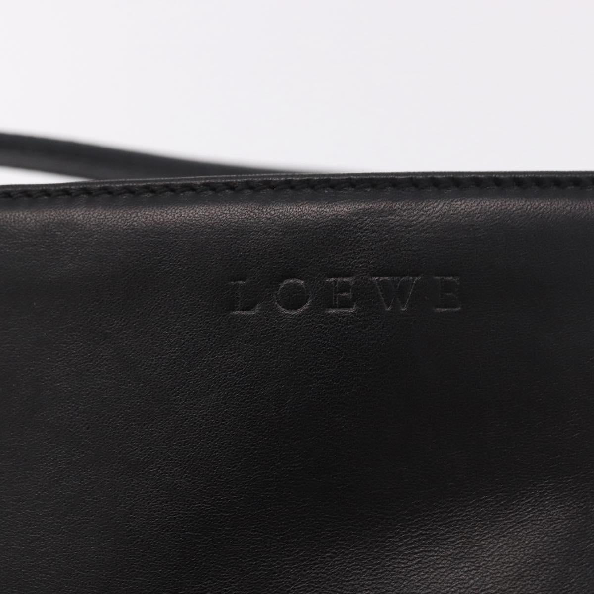 LOEWE Shoulder Bag Leather Black Gold Auth 186334A