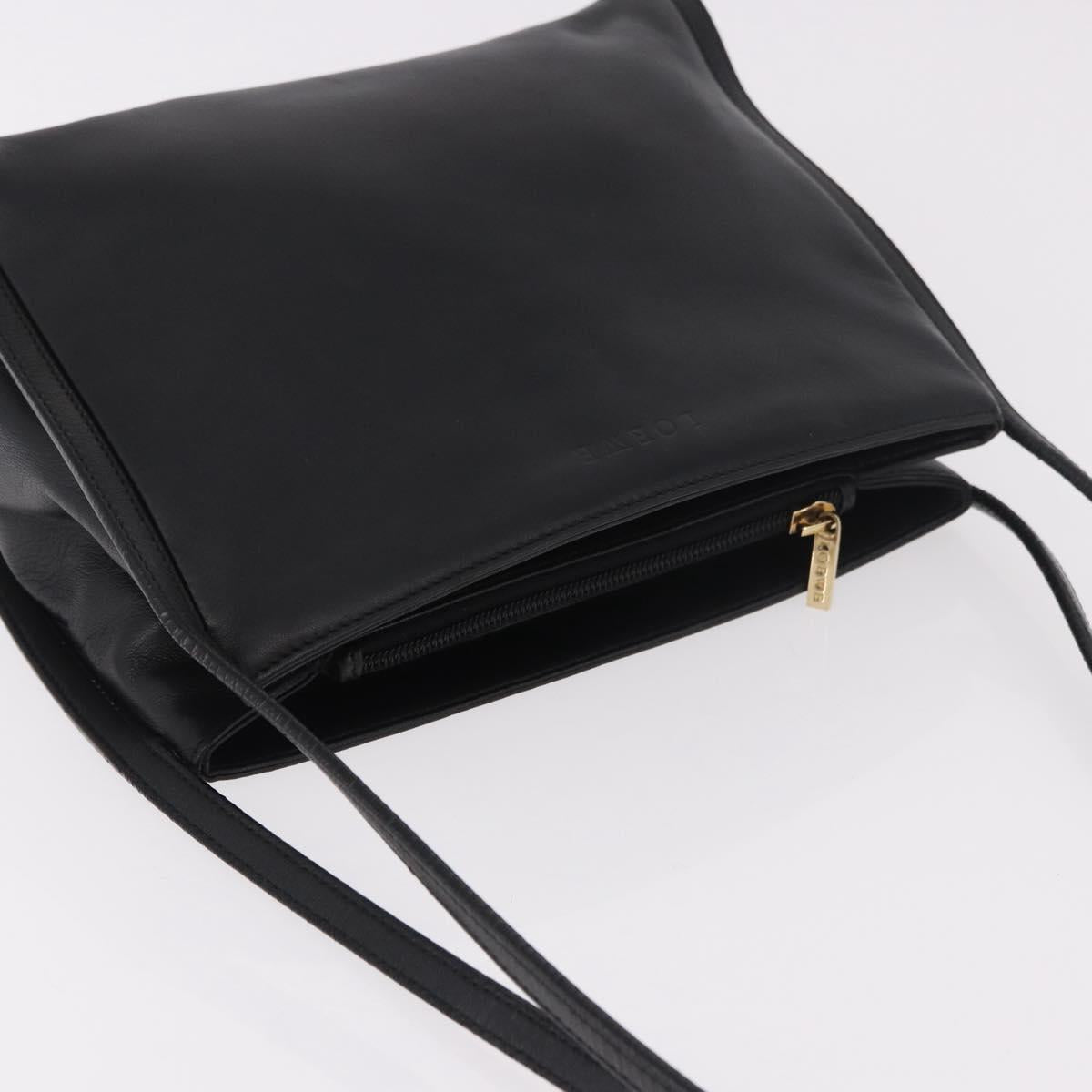LOEWE Shoulder Bag Leather Black Gold Auth 186334A