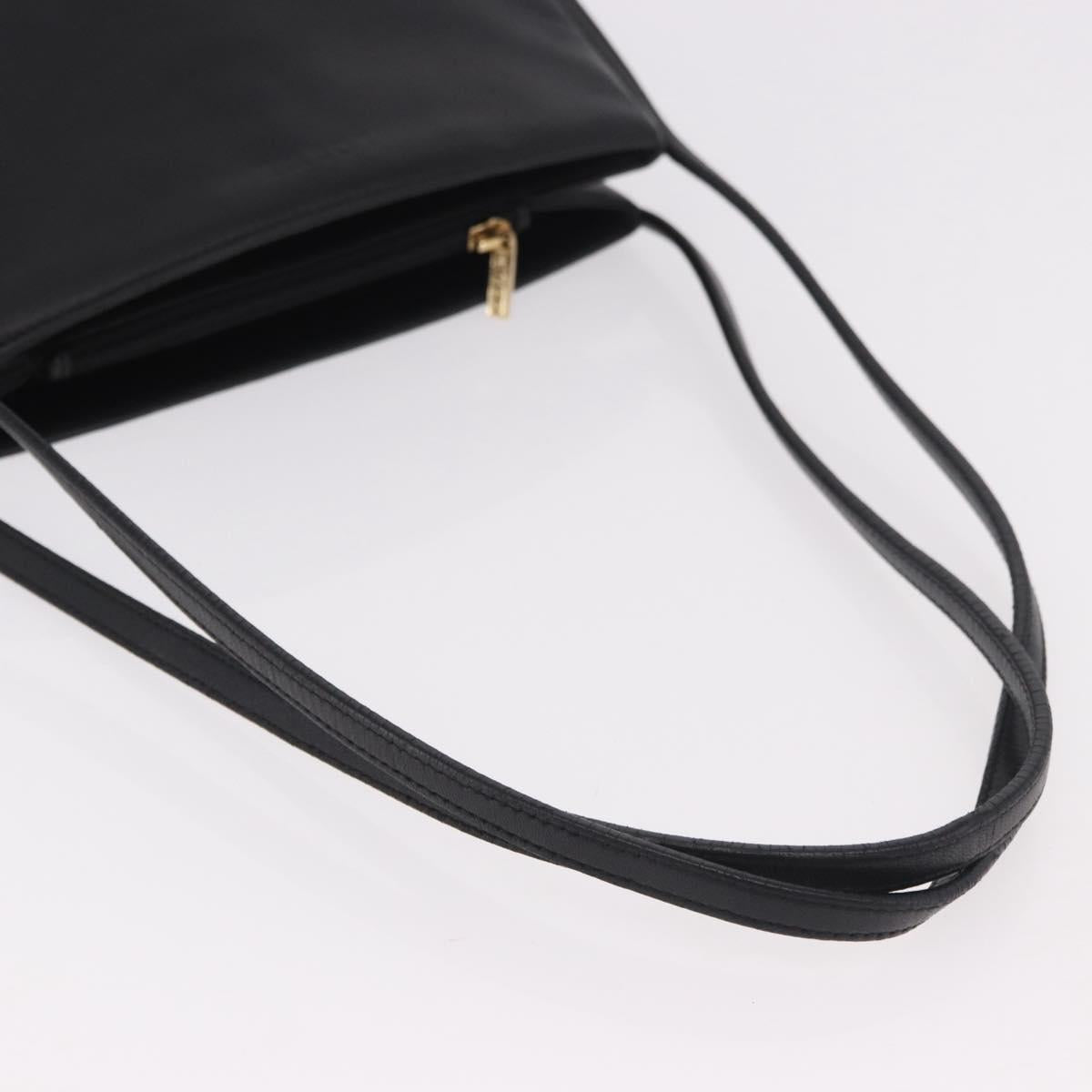 LOEWE Shoulder Bag Leather Black Gold Auth 186334A