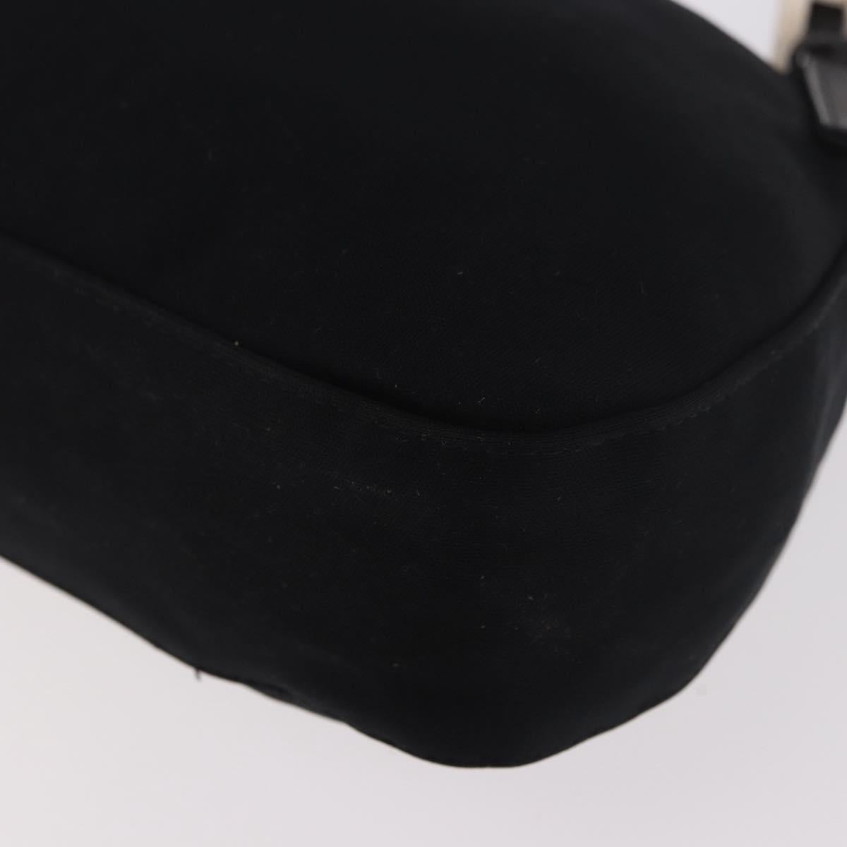 FENDI Mamma Baguette Shoulder Bag Cotton jersey Black Silver Auth 186336