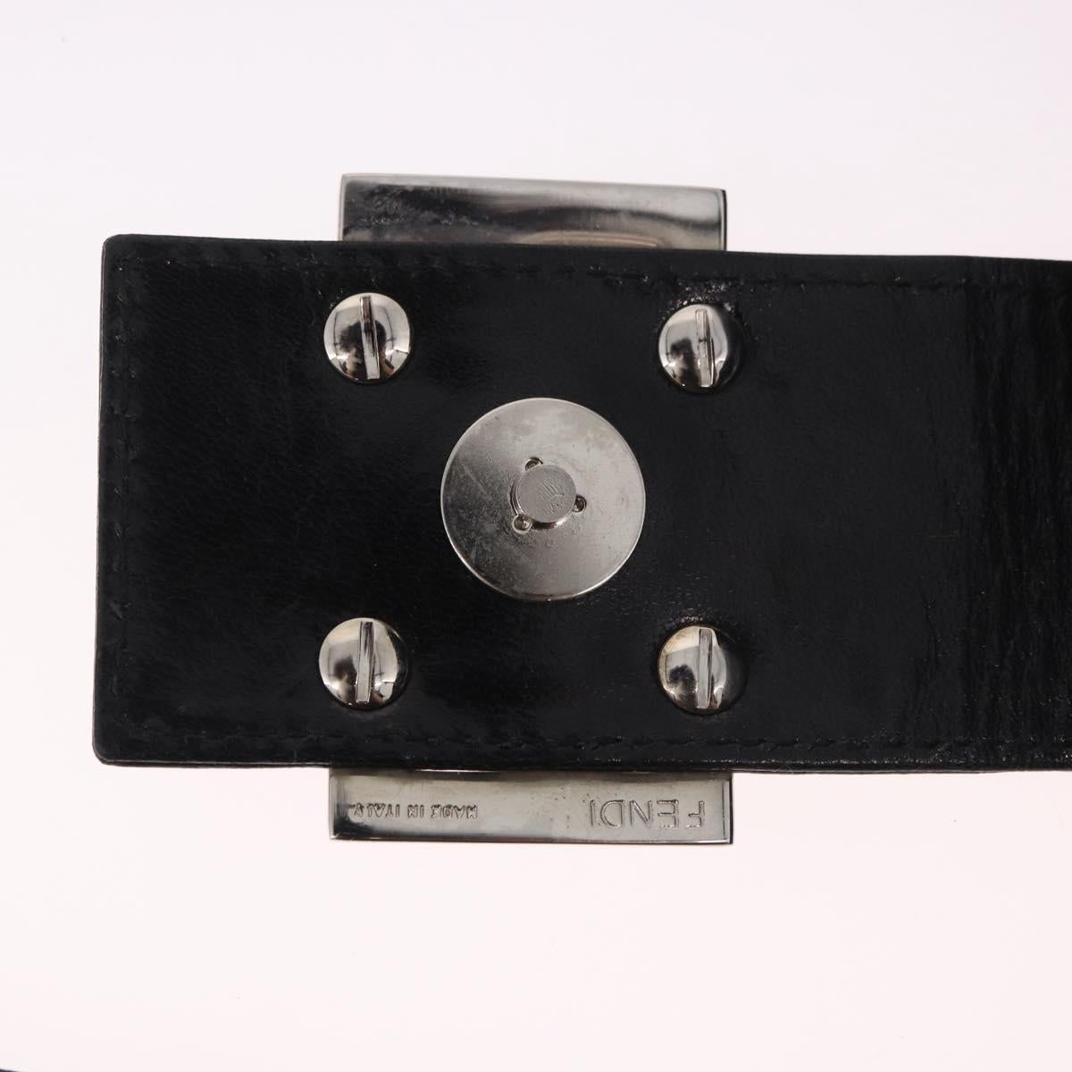 FENDI Mamma Baguette Shoulder Bag Cotton jersey Black Silver Auth 186336