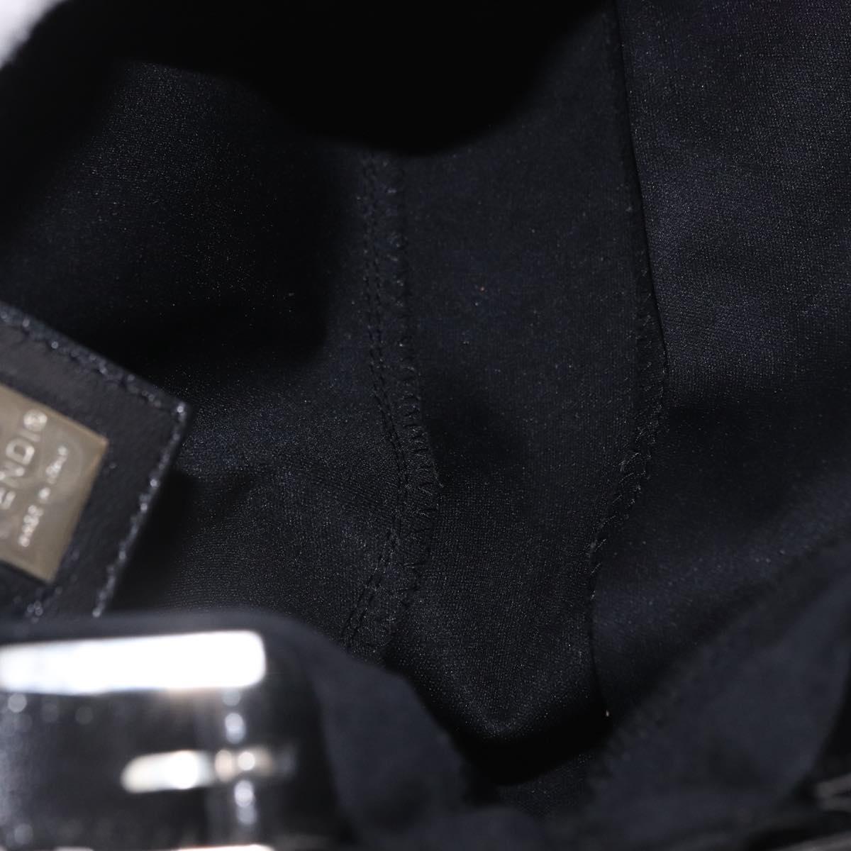 FENDI Mamma Baguette Shoulder Bag Cotton jersey Black Silver Auth 186336